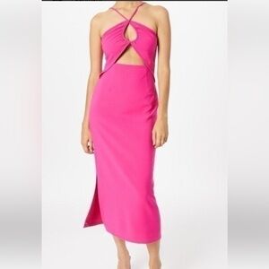 Elegant Pink Cut-Out Midi Dress